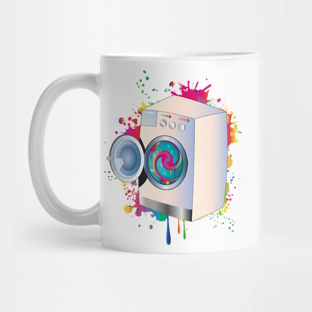 Graffiti style washing machine with colored laundry by Kisho